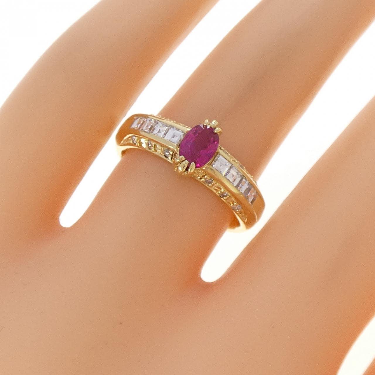K18YG ルビー リング 0.46CT