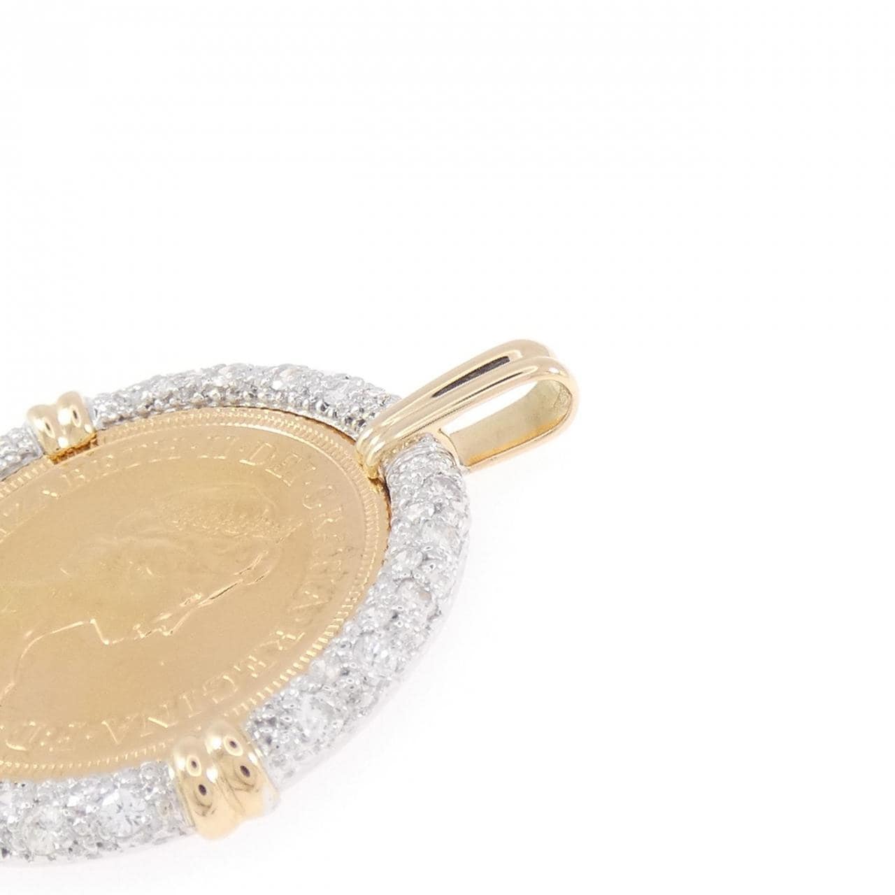 750YG/750WG(枠) ダイヤモンド コイン ペンダント 0.60CT