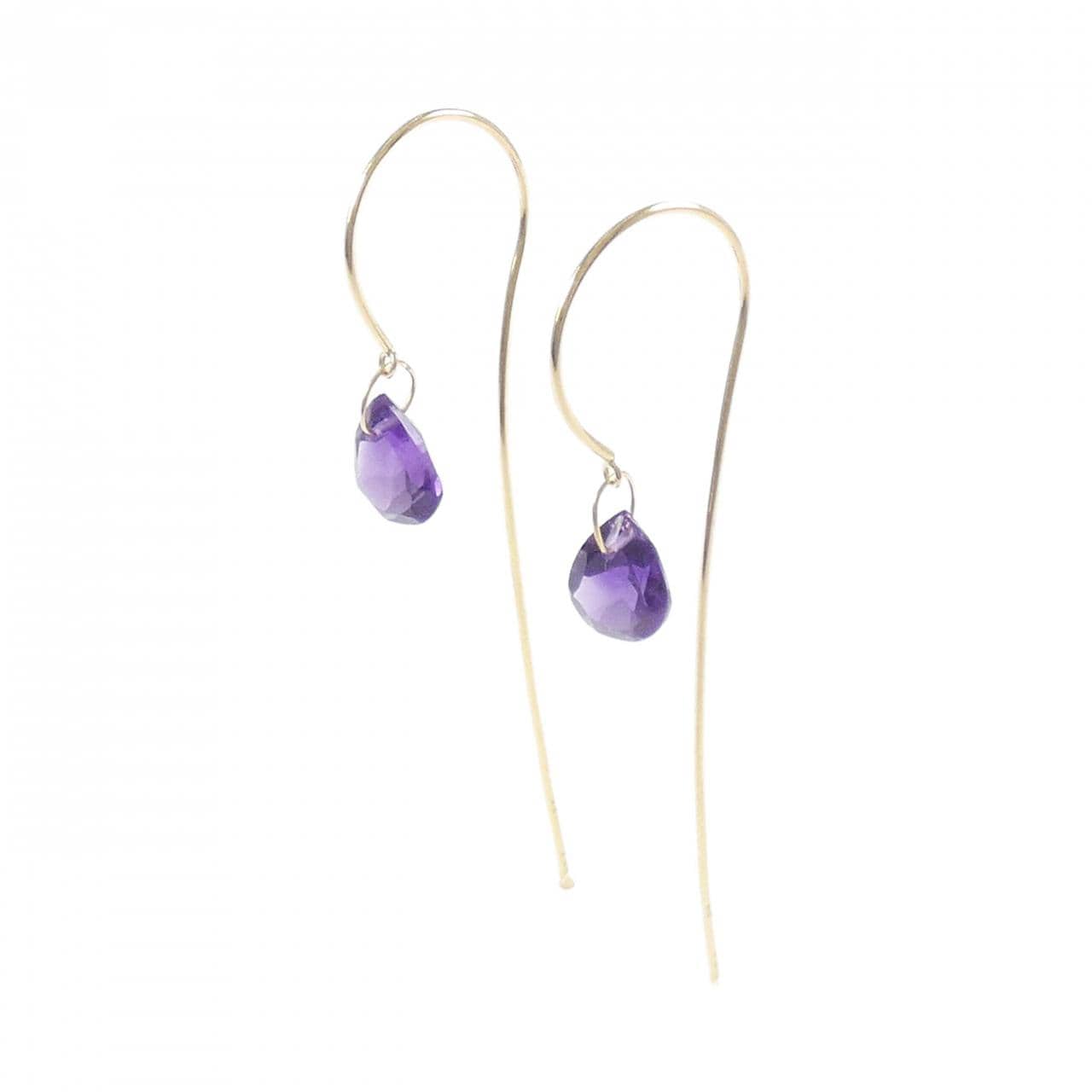 K18YG アメジスト ピアス 1.60CT