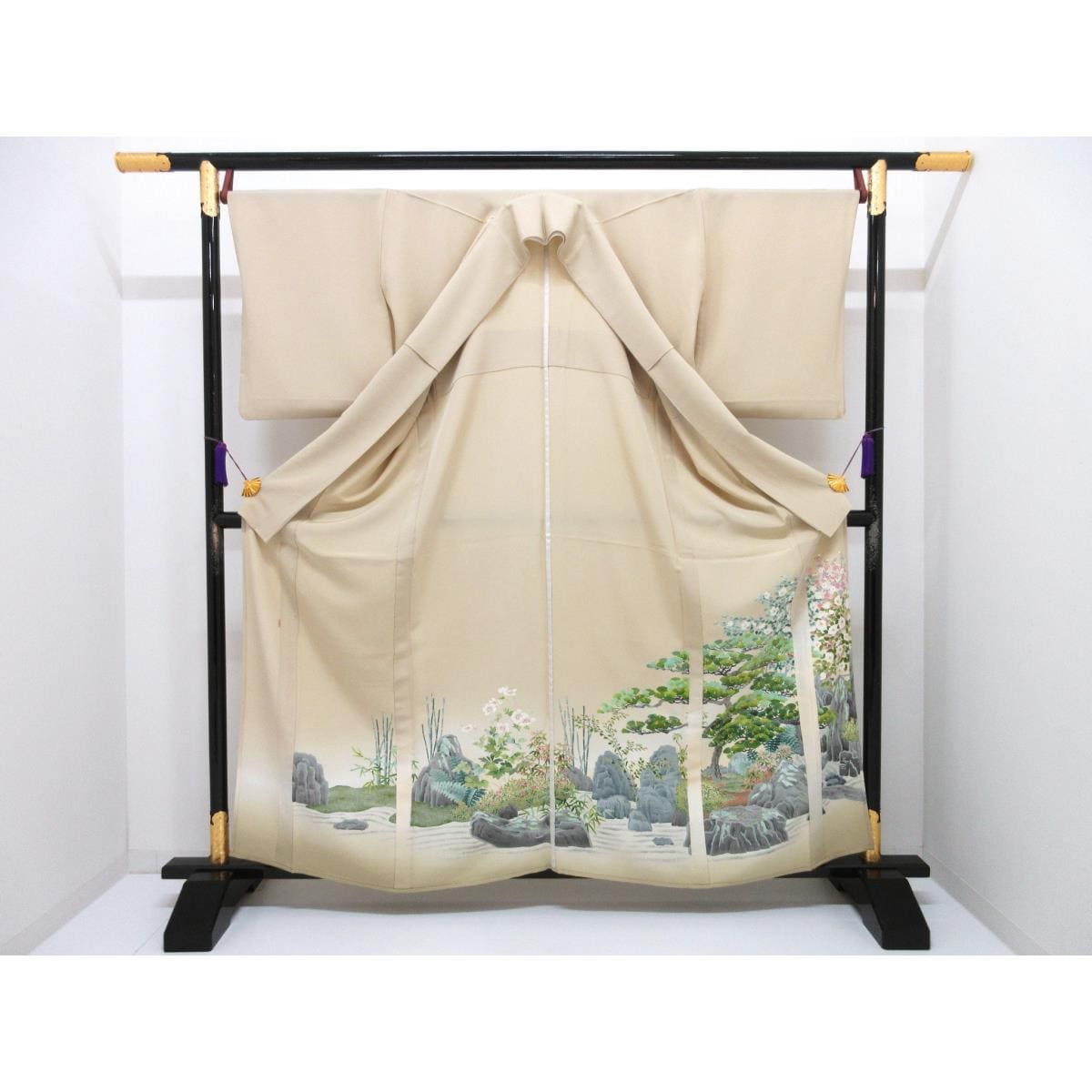 単衣　色留袖【本加賀友禅】大久保謙一　隅切角に左三ツ巴