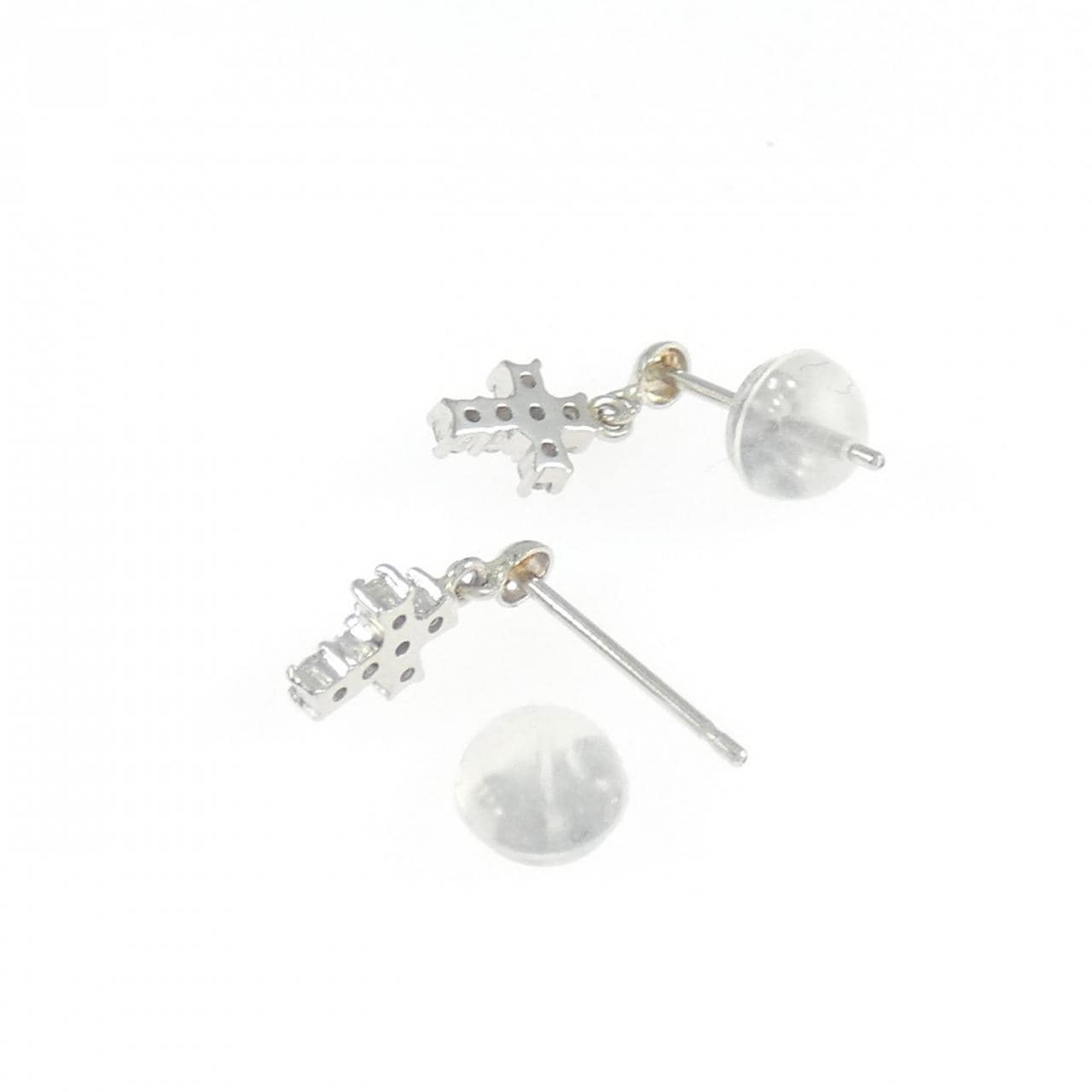 PT/PT900 クロス ダイヤモンド ピアス 0.12CT