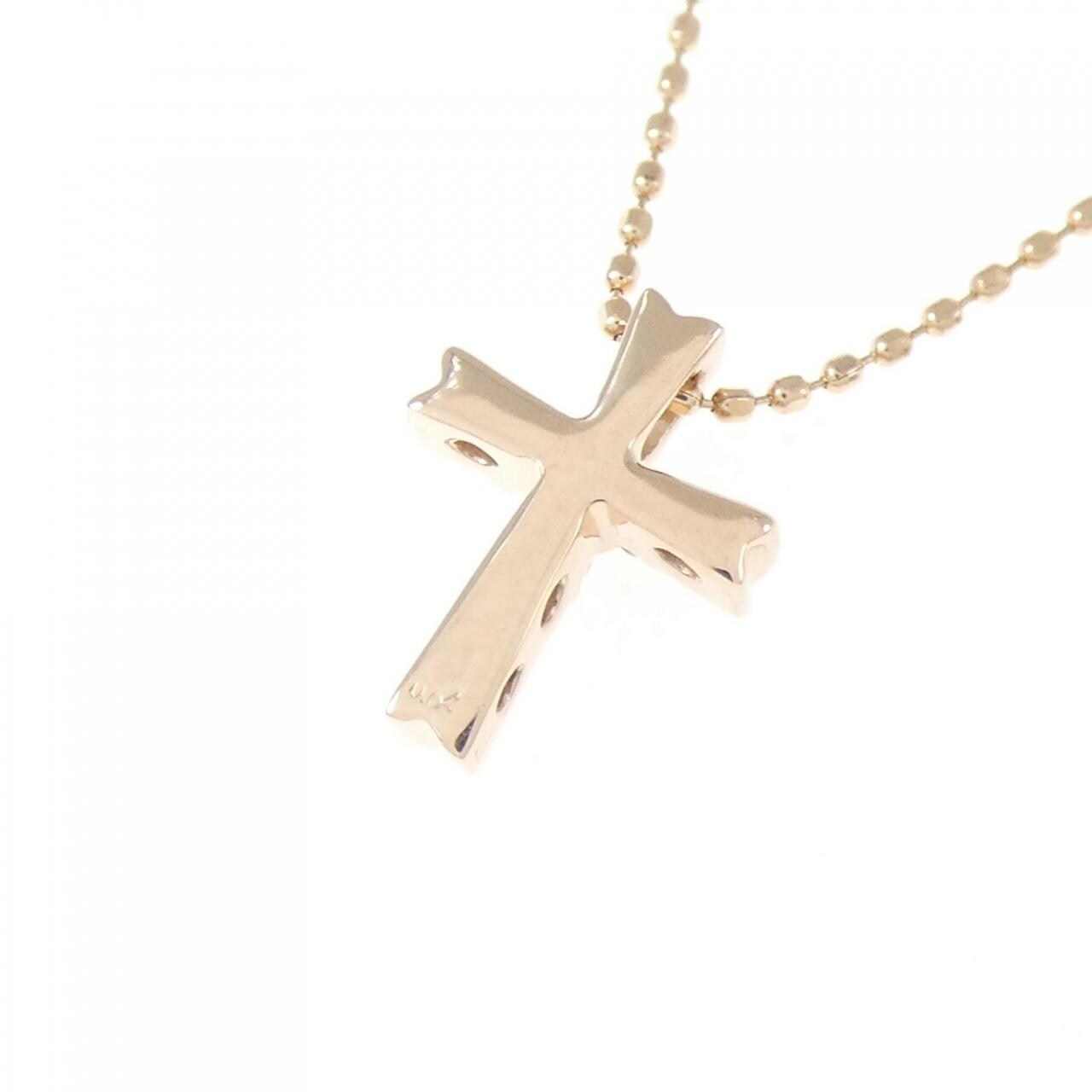 K10PG クロス ダイヤモンド ネックレス 0.04CT