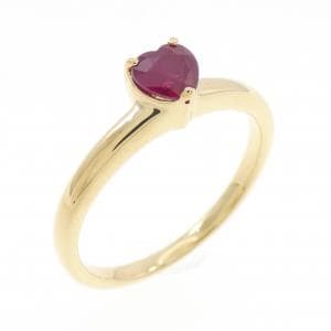 K18YG ハート ルビー リング