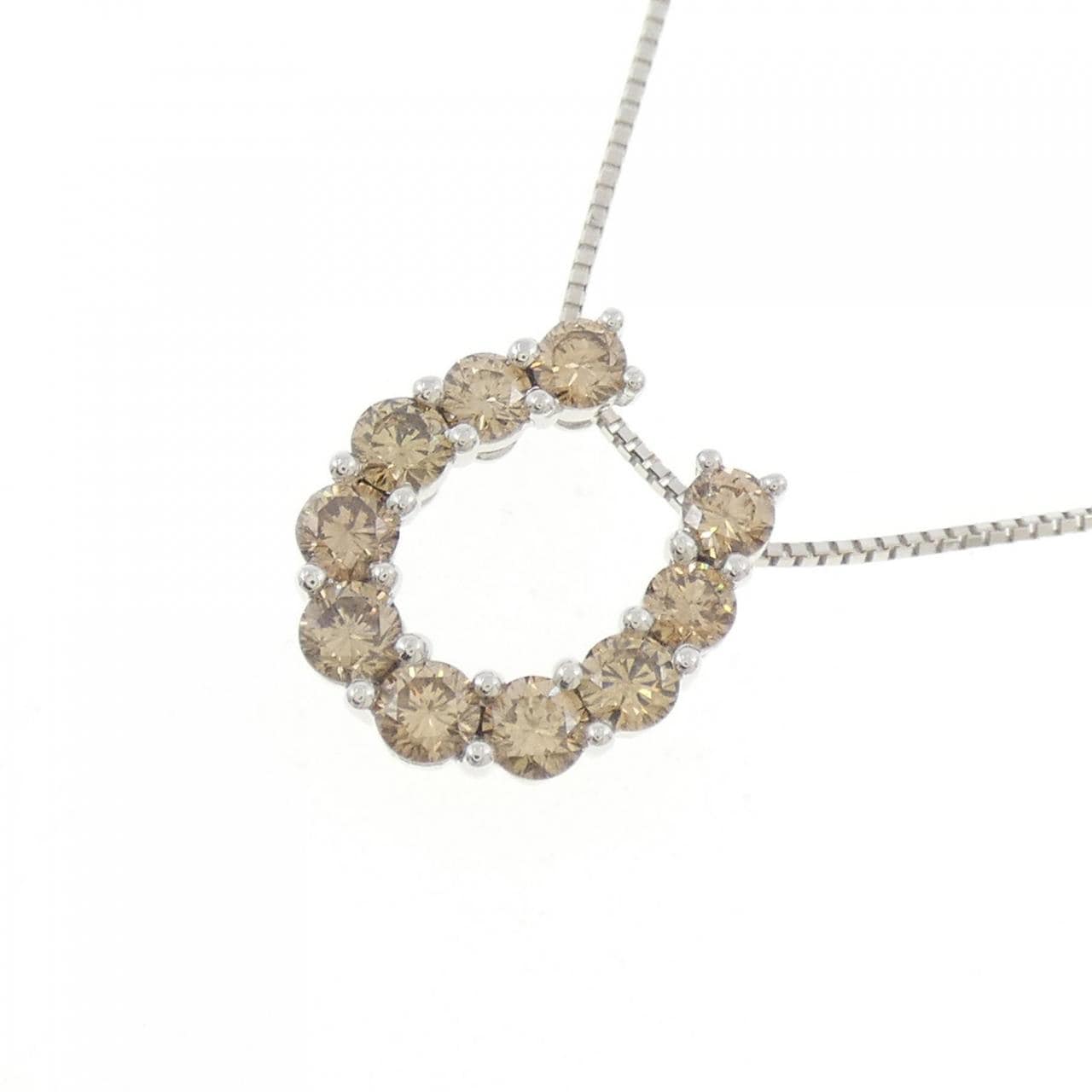 K18WG ホースシュー ダイヤモンド ネックレス 1.00CT