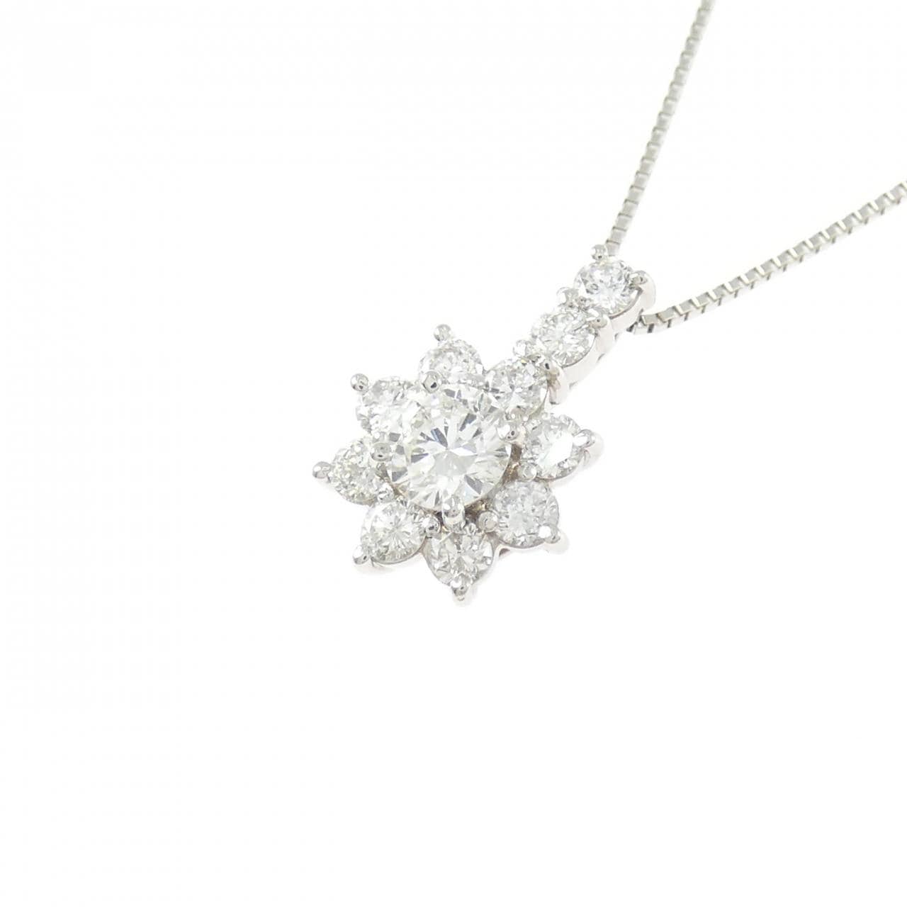 PT900/PT850 フラワー ダイヤモンド ネックレス 0.335CT