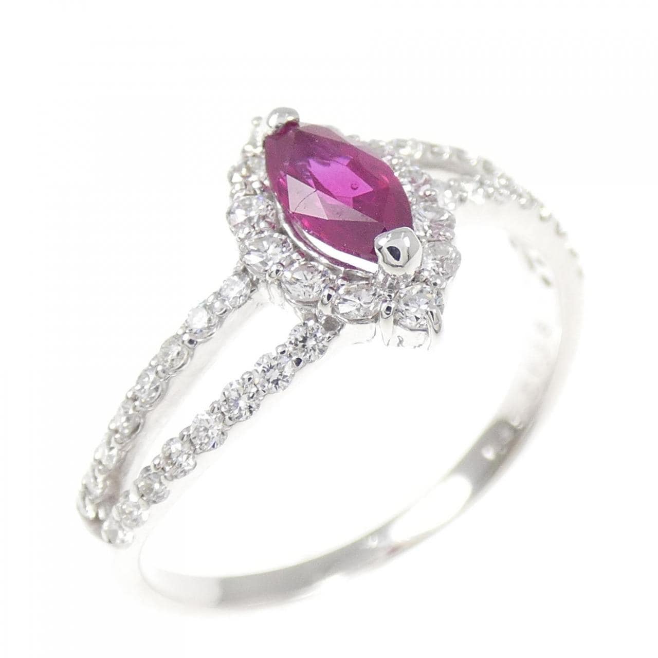 K18WG ルビー リング 0.45CT