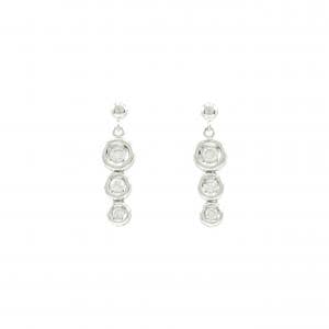 PT900 スリーストーン ダイヤモンド ピアス 0.30CT