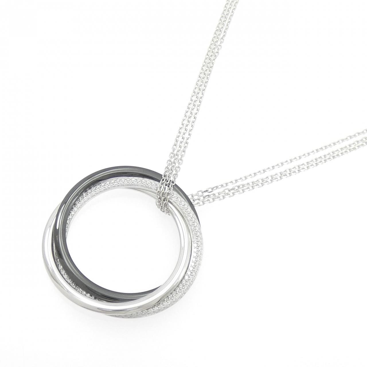 カルティエ トリニティ ブラック&ホワイトペンダント ネックレス