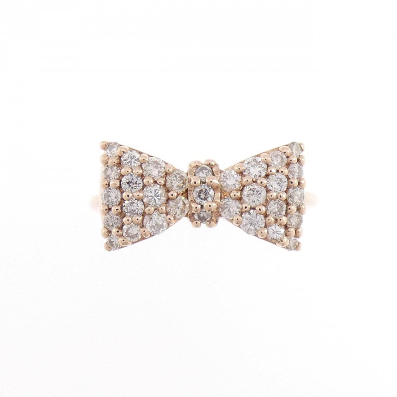 K10PG リボン ダイヤモンド リング 0.30CT