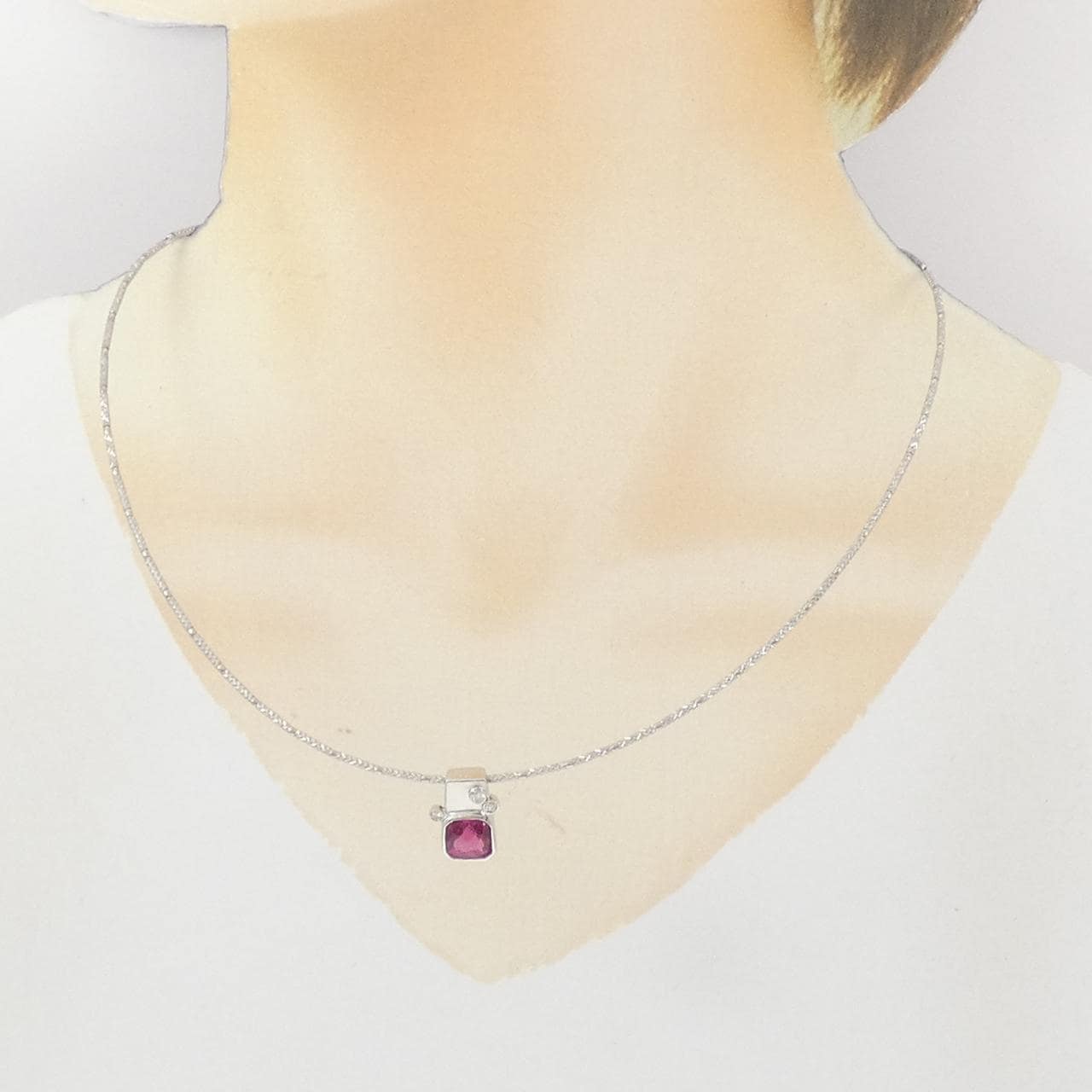 K18WG ルベライトトルマリン ネックレス 1.86CT