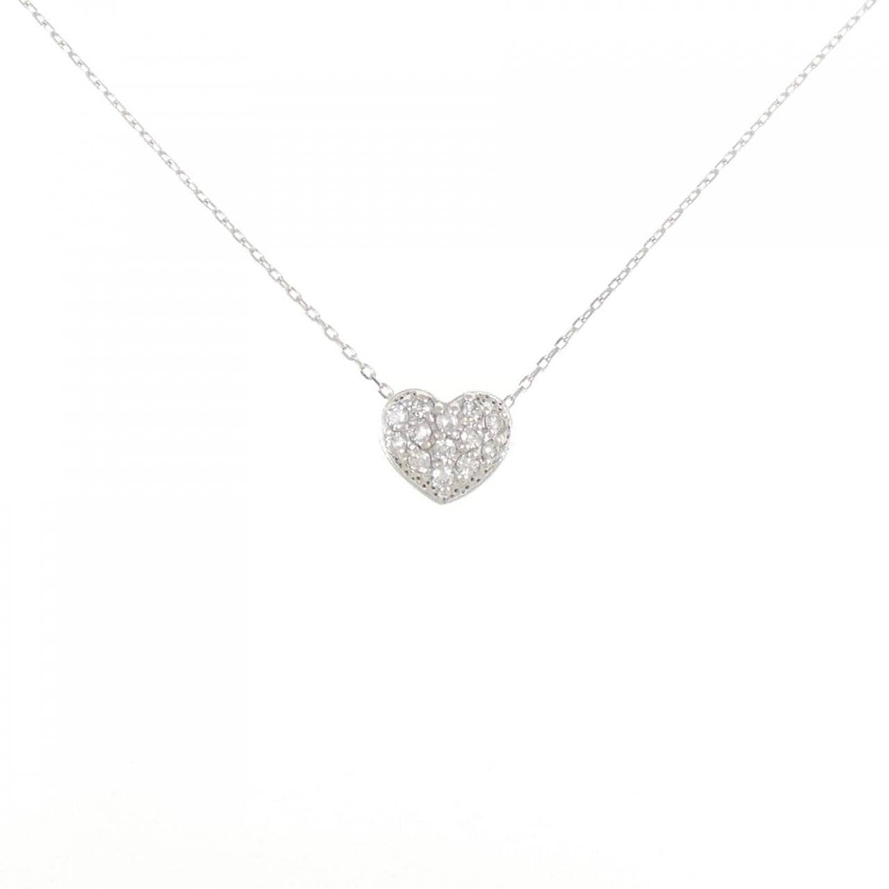 K18WG パヴェ ハート ダイヤモンド ネックレス 0.10CT