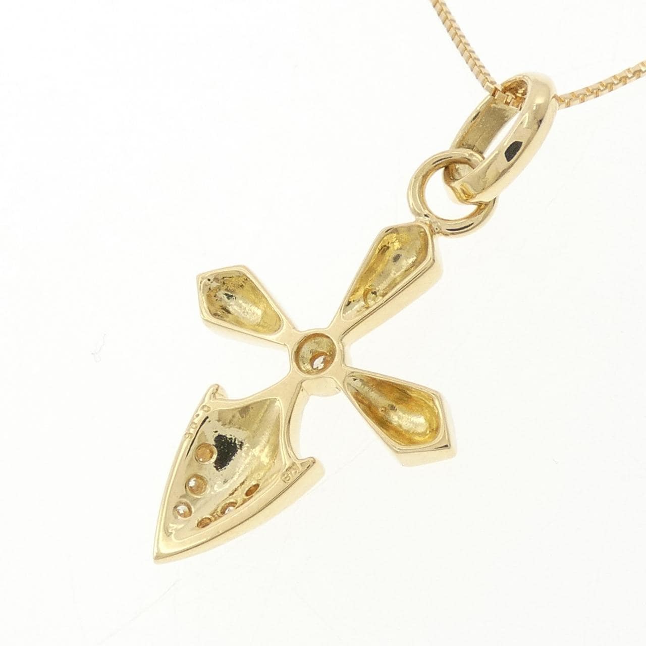 K18YG クロス ダイヤモンド ネックレス 0.05CT