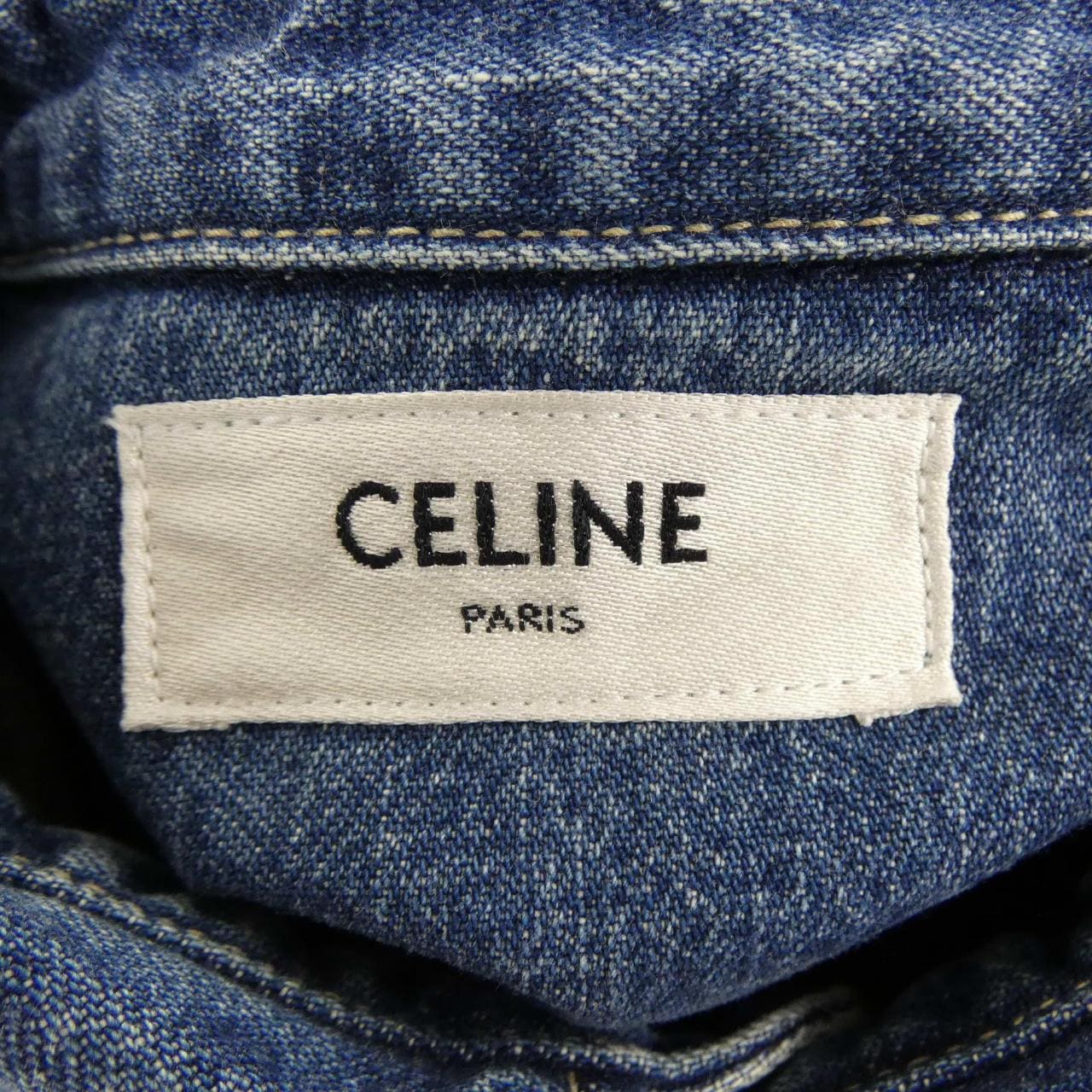 セリーヌ CELINE ユニオンオーシャンウォッシュデニム クロップドシャツ トリオンフ 2T187459N シャツ