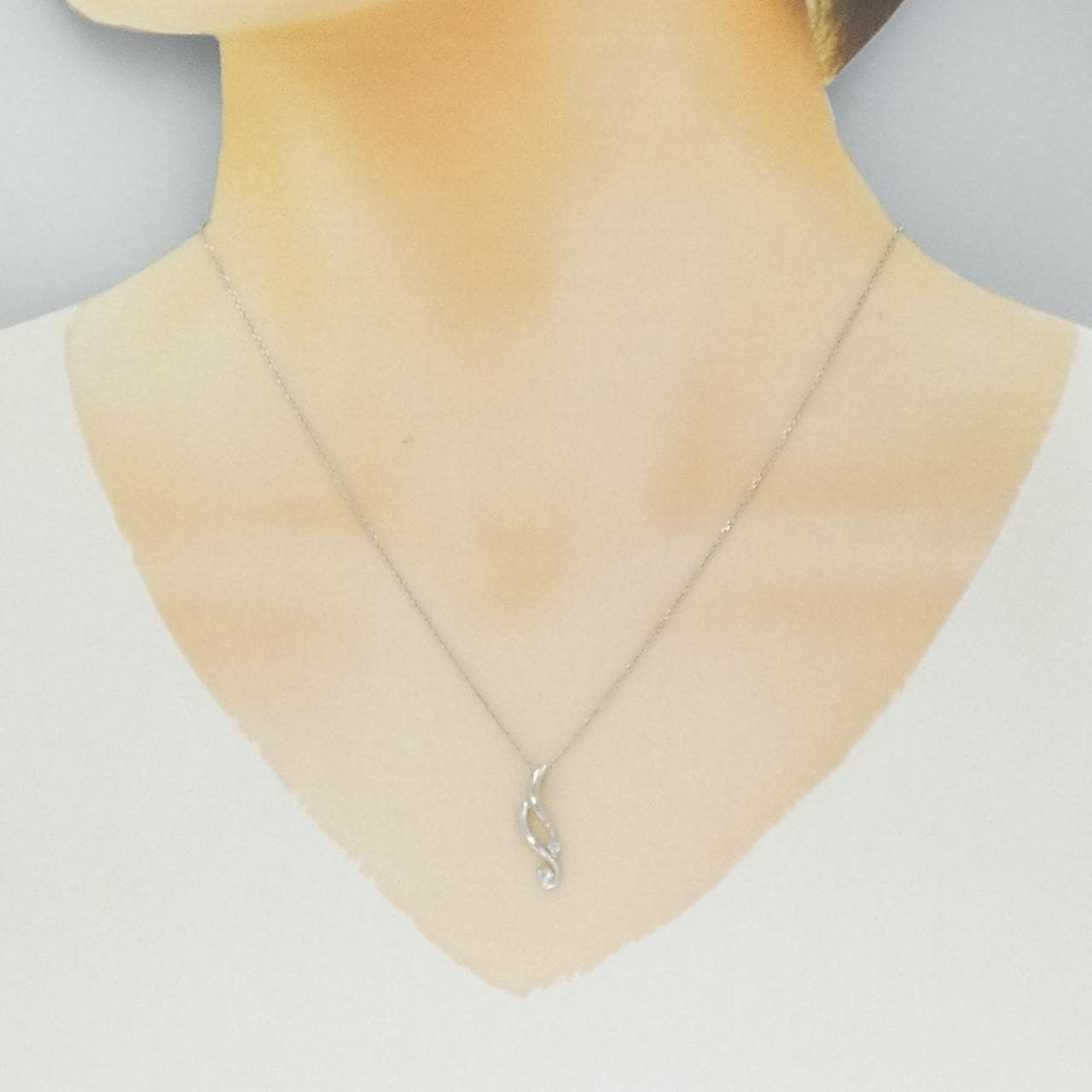K18WG ダイヤモンド ネックレス 0.10CT