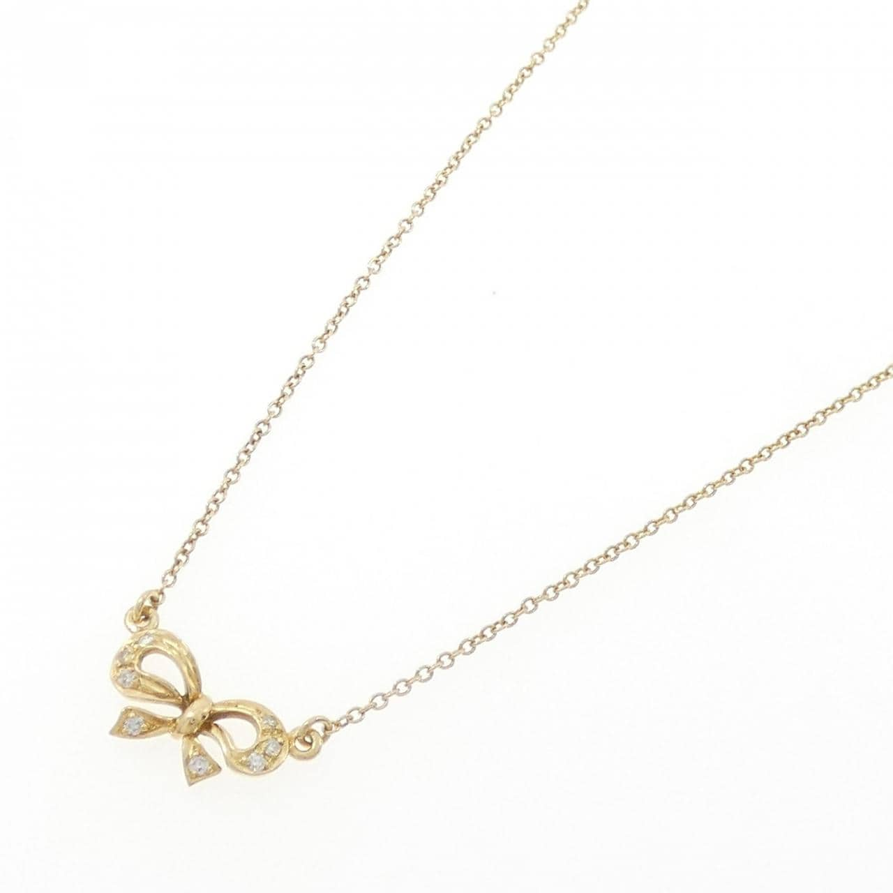 750YG Ribbon Diamond Necklace