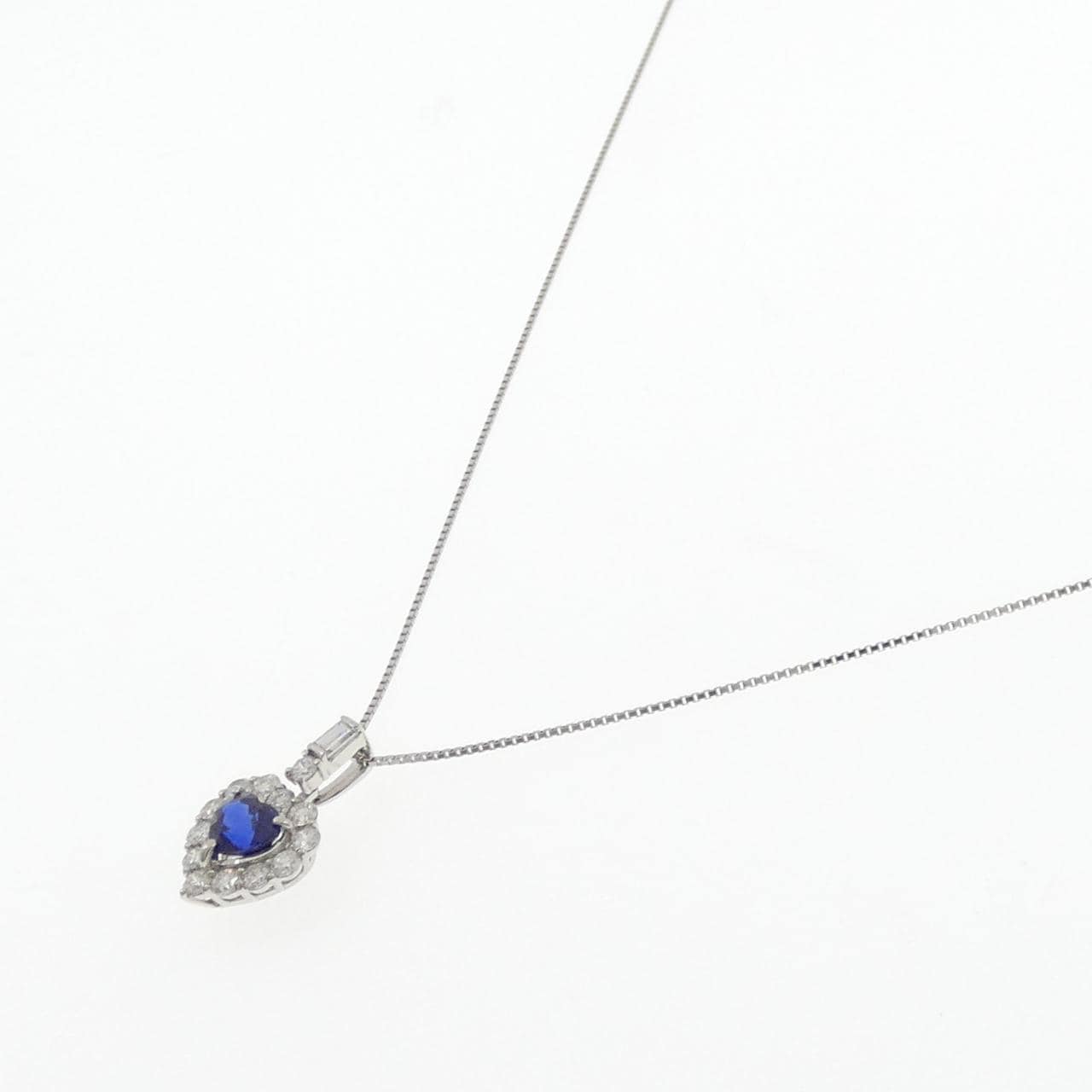 PT900/PT850 ハート サファイヤ ネックレス 1.29CT