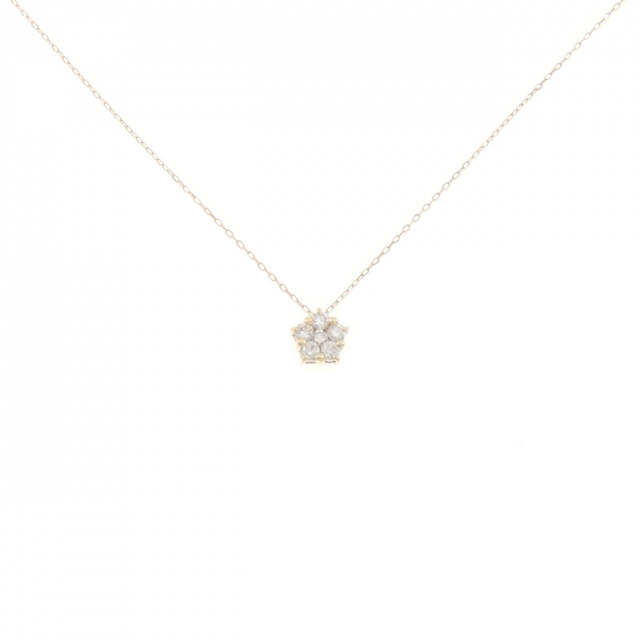 K18YG フラワー ダイヤモンド ネックレス 0.10CT