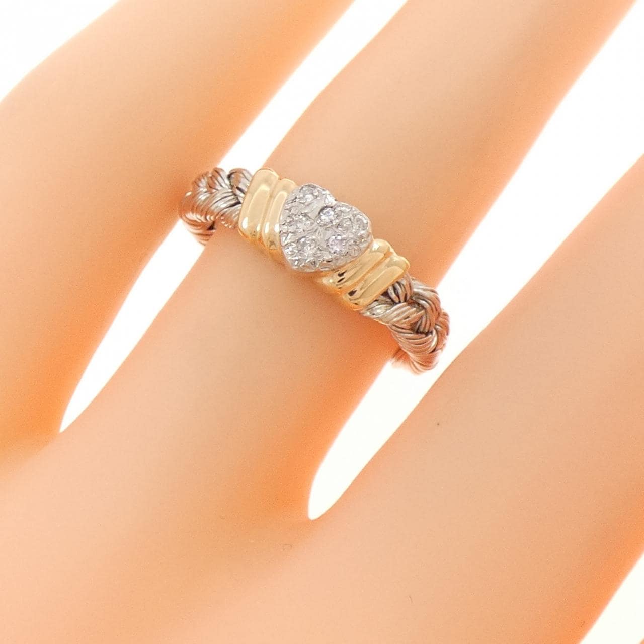 PT900/K18YG ハート ダイヤモンド リング 0.02CT
