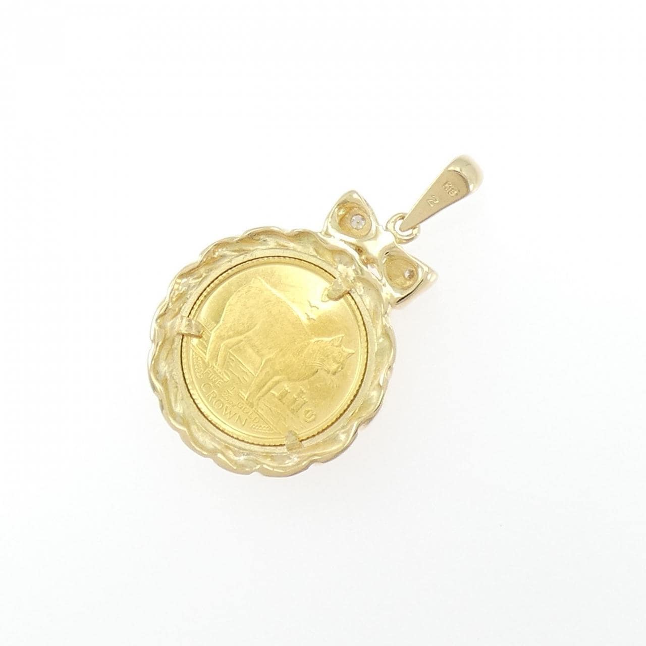 K18YG(枠) ダイヤモンド コイン ペンダント 0.02CT