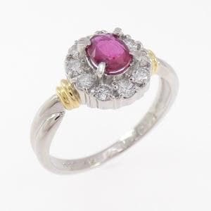 PT900/K18YG ルビー リング 0.52CT