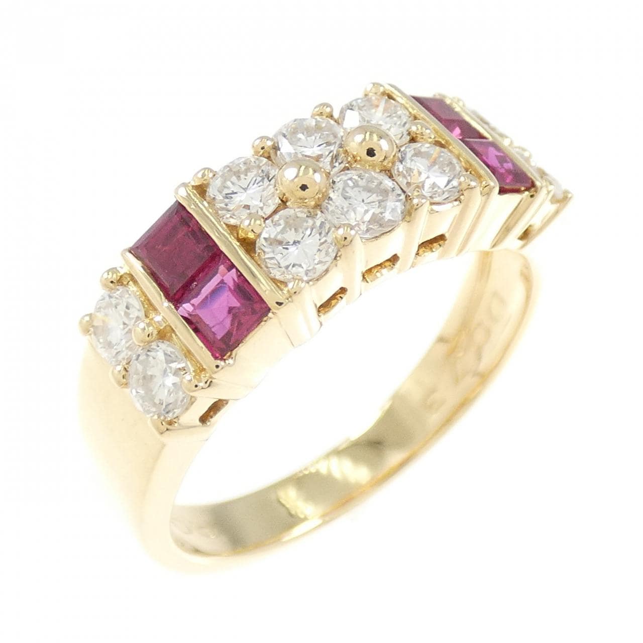 K18YG フラワー ルビー リング 0.64CT