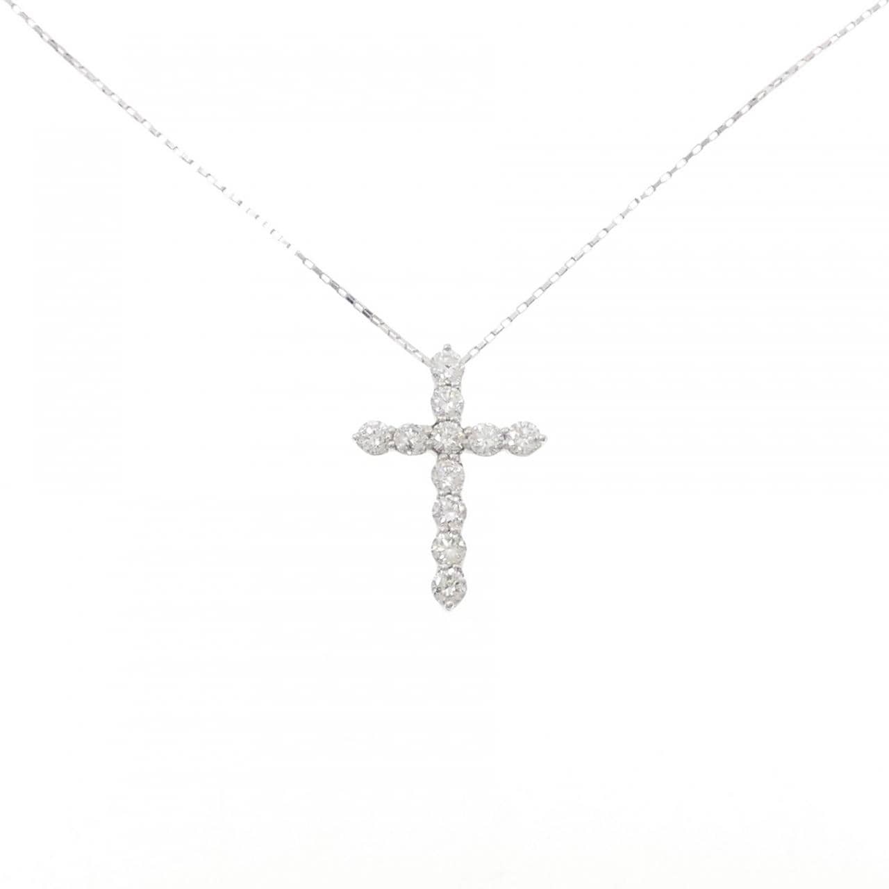 K18WG クロス ダイヤモンド ネックレス 2.00CT