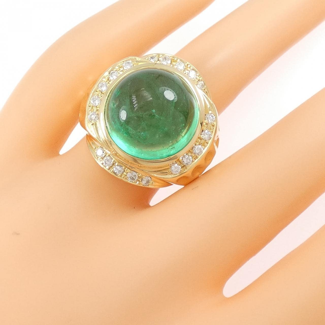 K18YG エメラルド リング 18.65CT