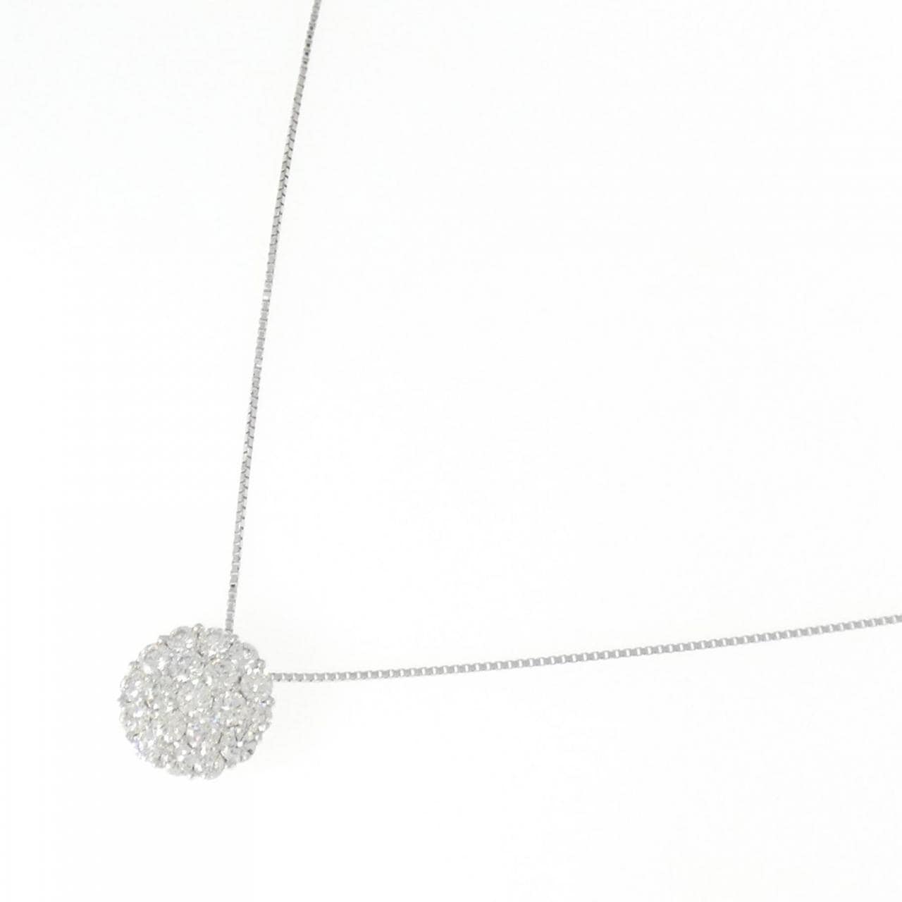 K18WG铺路钻石项链1.00CT