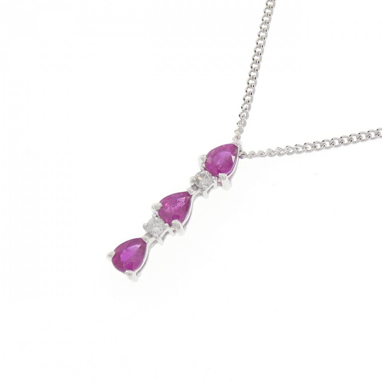 K18WG ルビー ネックレス 0.66CT