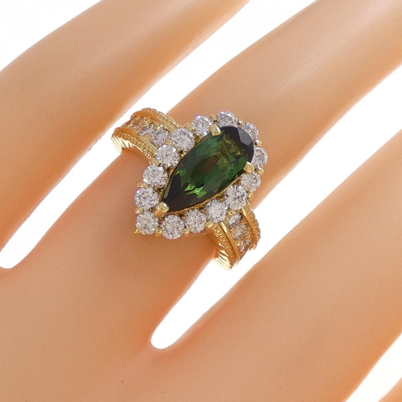 K18YG トルマリン リング 1.35CT