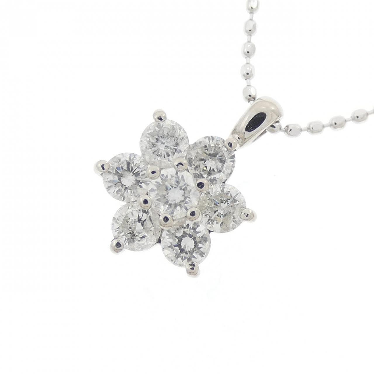 PT900/K18WG フラワー ダイヤモンド ネックレス 0.50CT