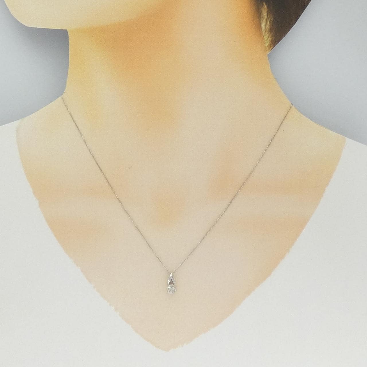 750WG/K18WG ダイヤモンド ネックレス 0.10CT
