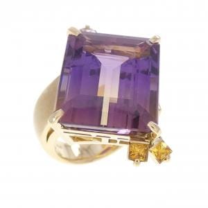 K18YG アメトリン リング 13.66CT