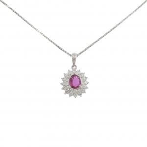 PT900/PT850 ルビー ネックレス 0.60CT