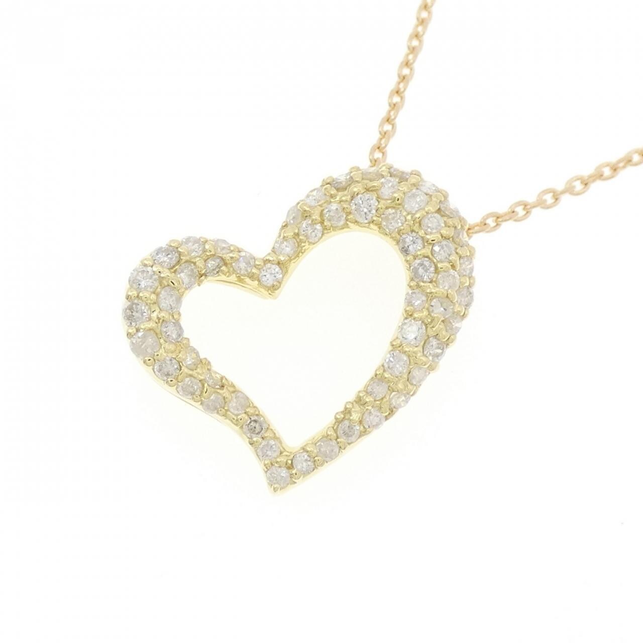 K18YG ハート ダイヤモンド ネックレス 0.53CT