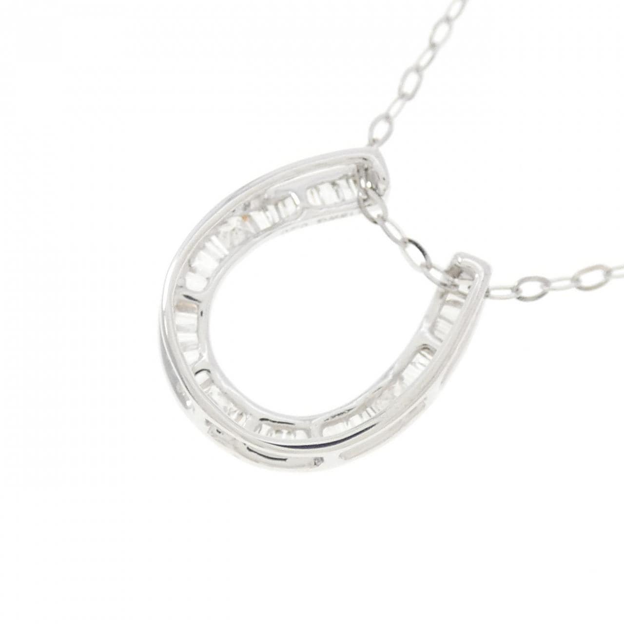K18WG ホースシュー ダイヤモンド ネックレス 0.20CT