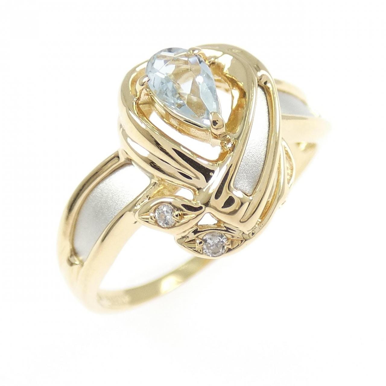 K18YG/PT900 アクアマリン リング 0.21CT