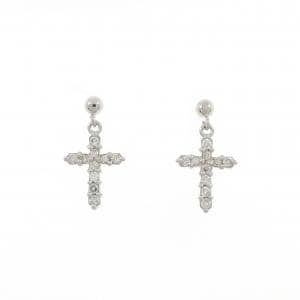 PT900 クロス ダイヤモンド ピアス 0.20CT