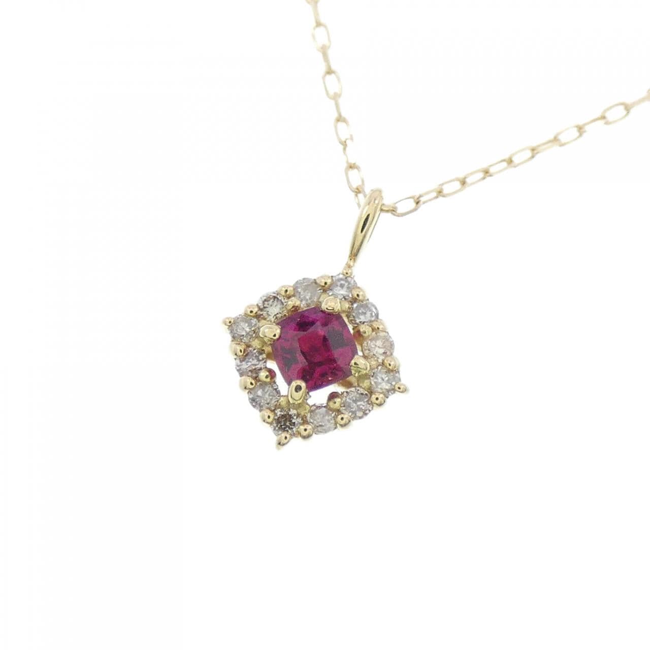 [BRAND NEW] K18YG Ruby Necklace 0.08CT