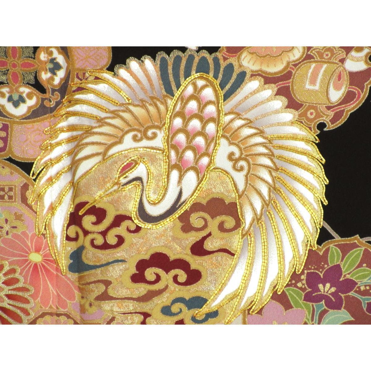 留袖友禅金彩加工刺绣常春藤