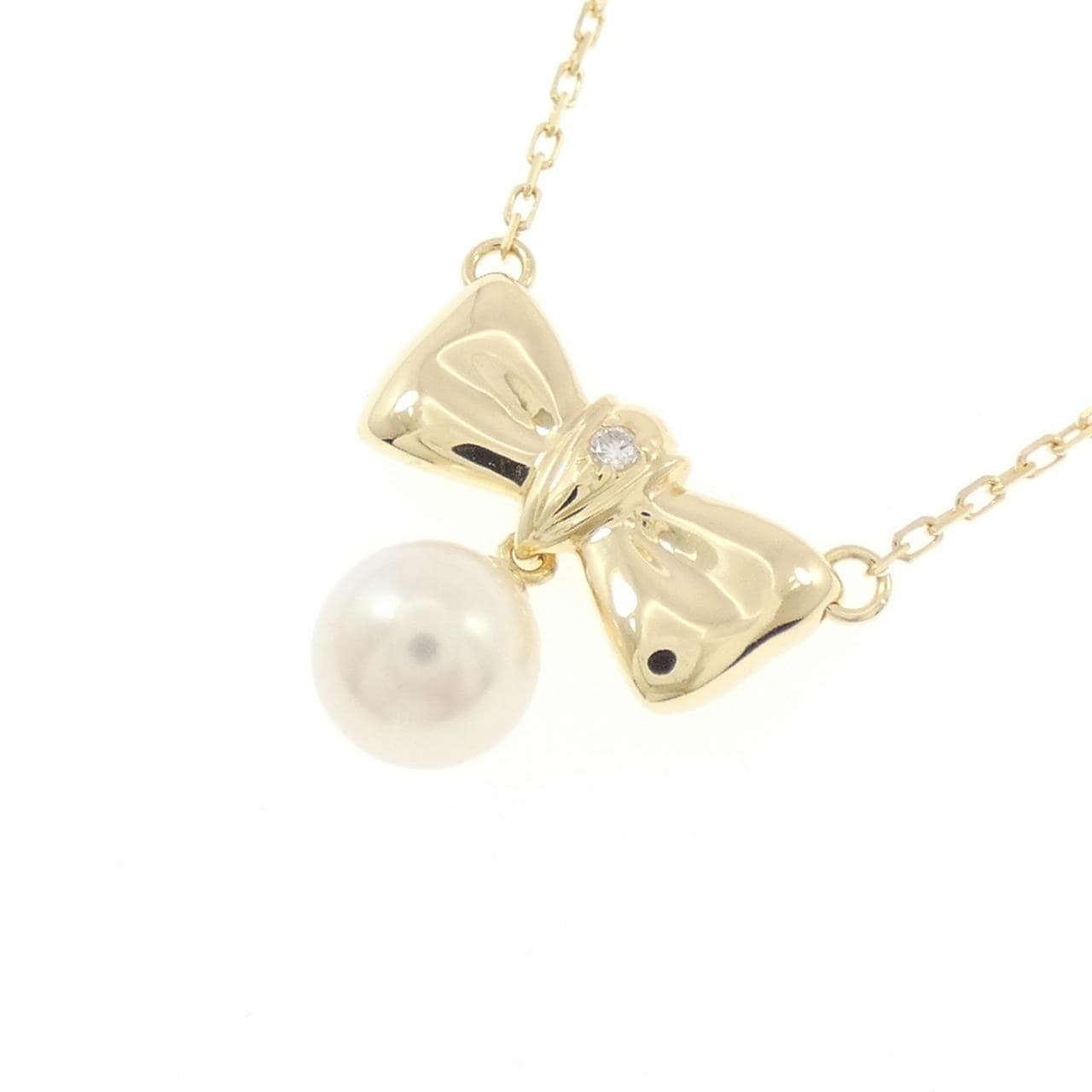 K18YG リボン アコヤパール ネックレス 6.2mm