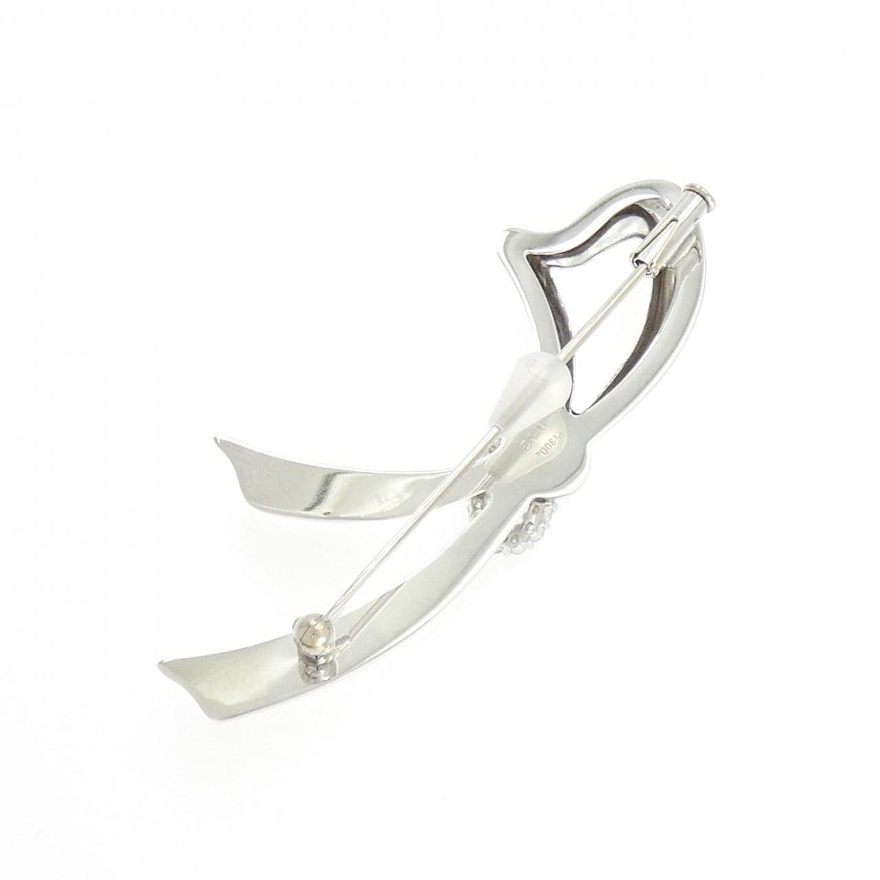 PT900/K14WG ダイヤモンド ブローチ 0.12CT