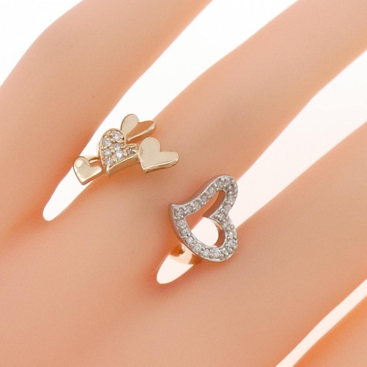 K18PG/K18WG ハート ダイヤモンド リング 0.17CT