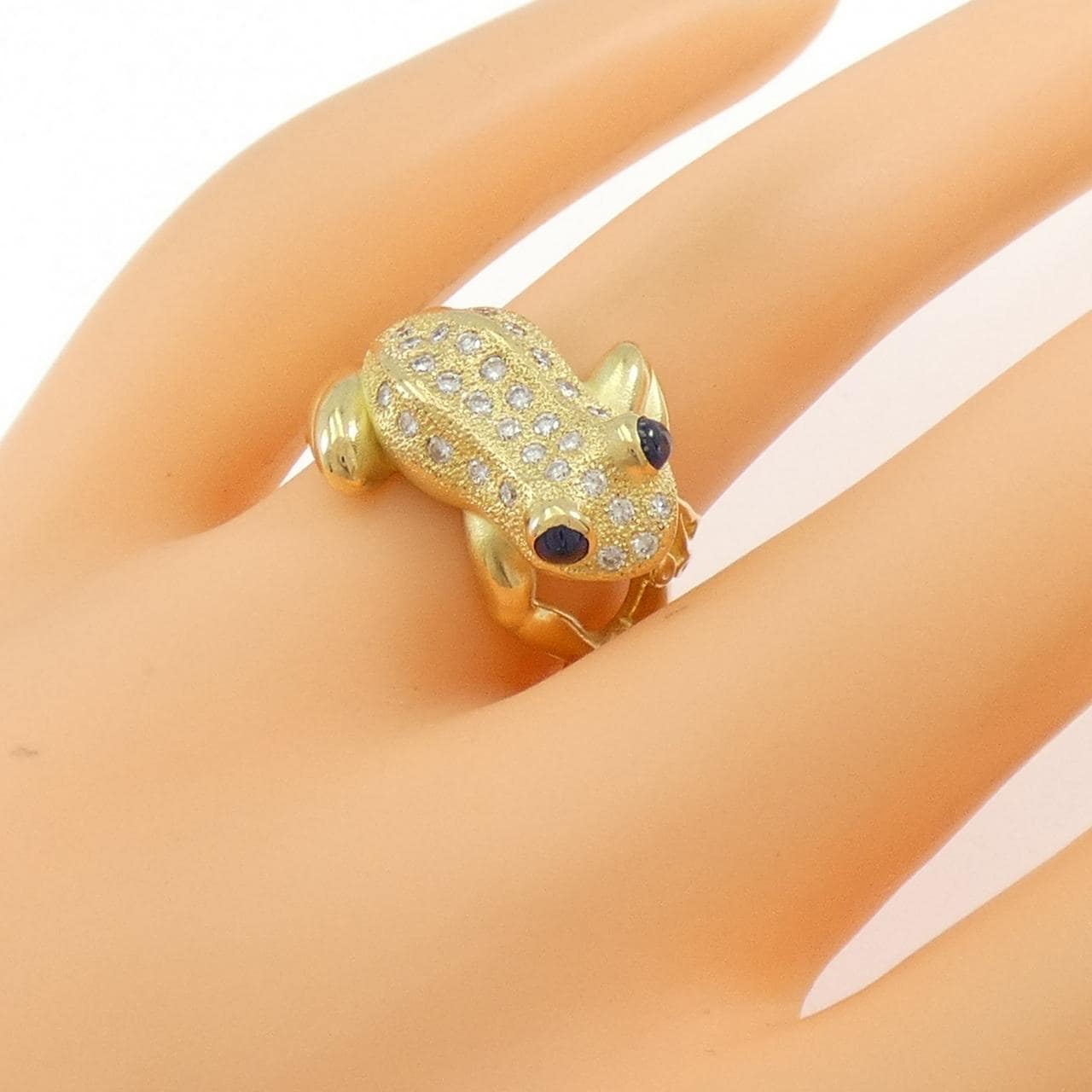 K18YG フロッグ サファイヤ リング 0.18CT