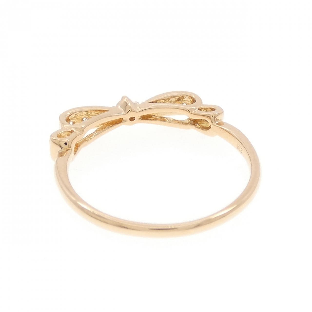 K18PG リボン ダイヤモンド リング 0.10CT