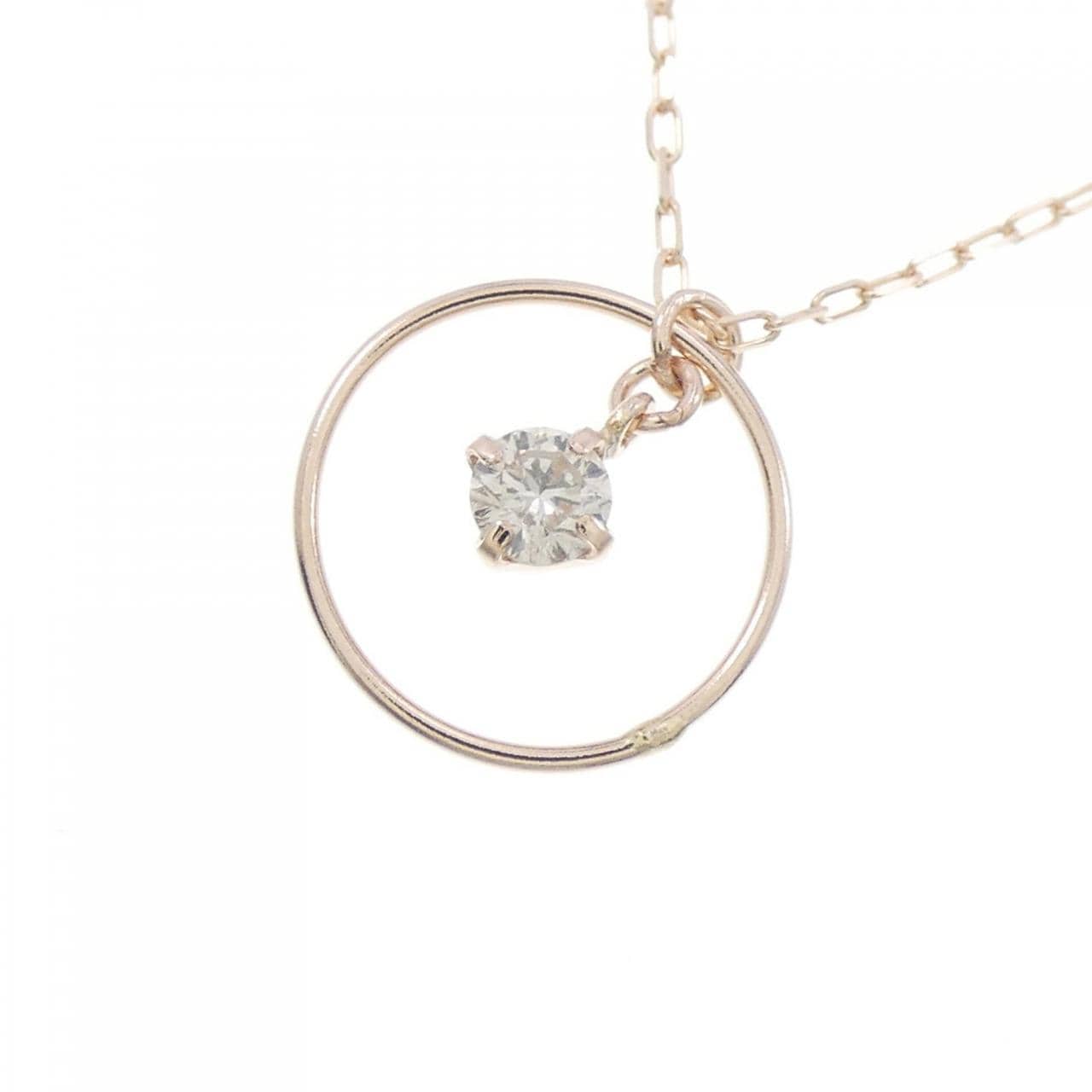[BRAND NEW] K10PG solitaire Diamond necklace 0.10CT