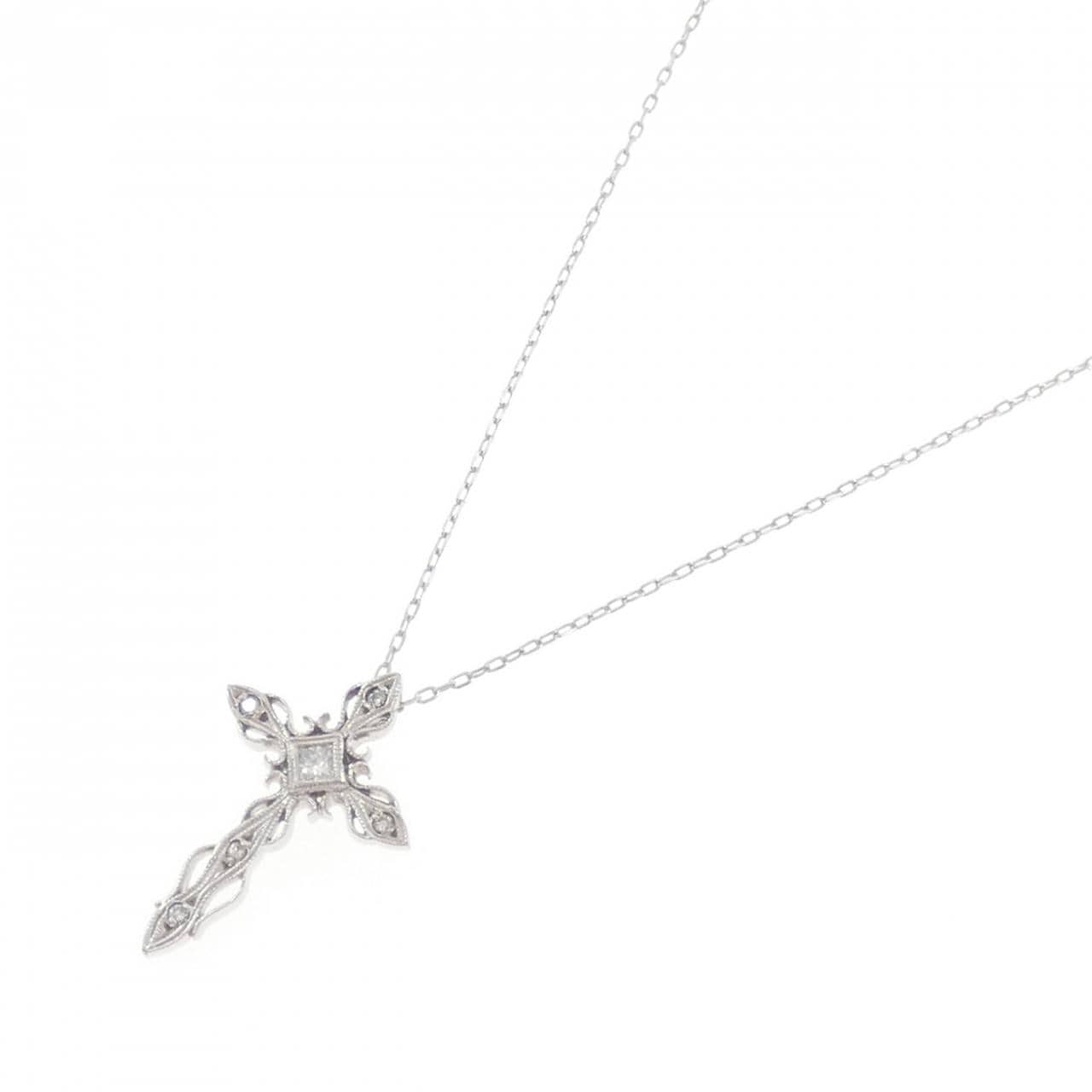 PT900/PT850 クロス ダイヤモンド ネックレス 0.15CT