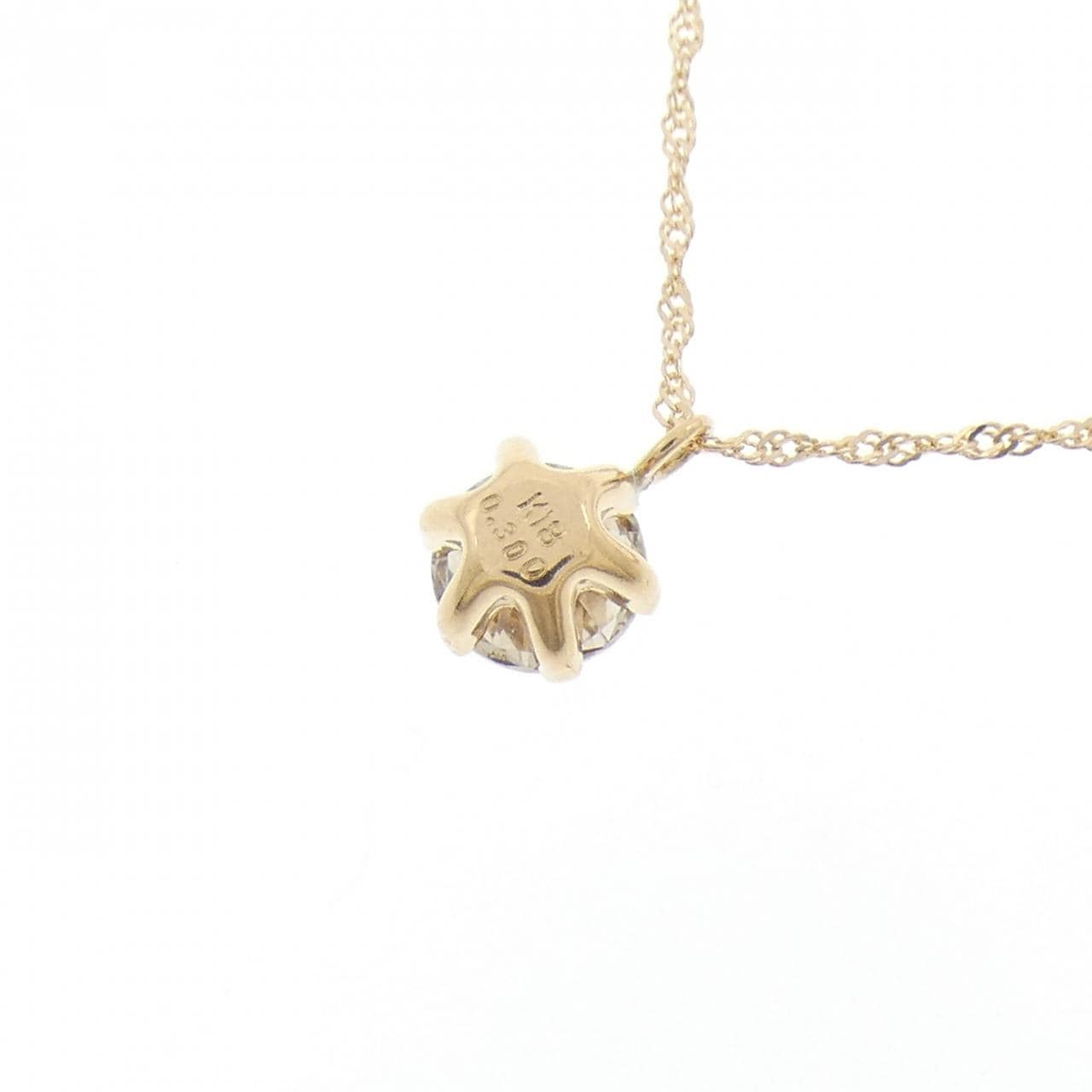 18K黄金单钻钻石项链，0.300克拉