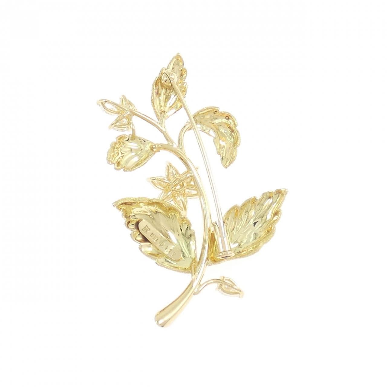 K18YG フラワー ダイヤモンド ブローチ 1.13CT