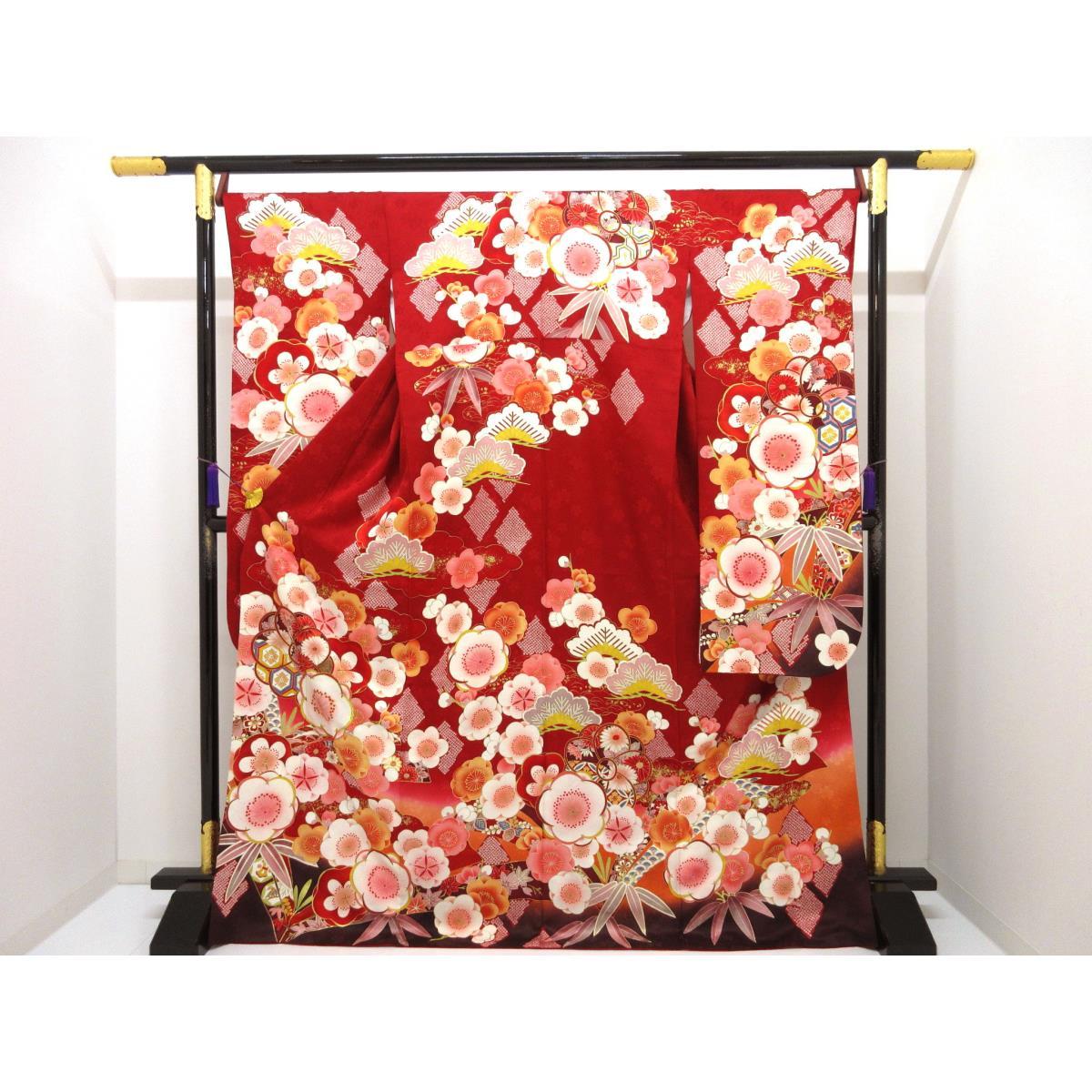 振袖　友禅金彩加工　刺繍入りボカシ染